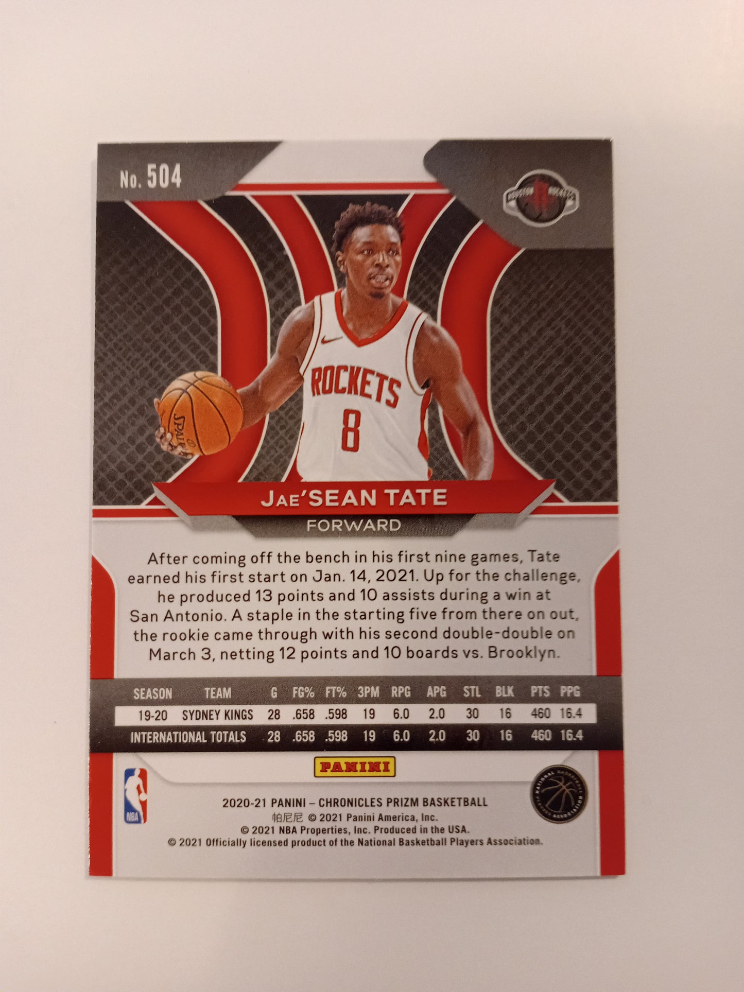 Jae'Sean Tate rookie card (holo)