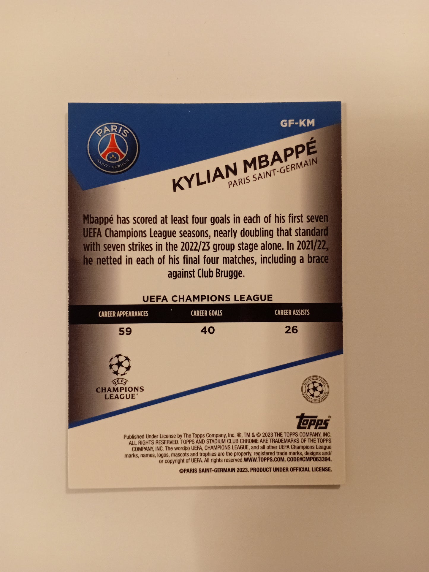 Kylian Mbappe card (holo)