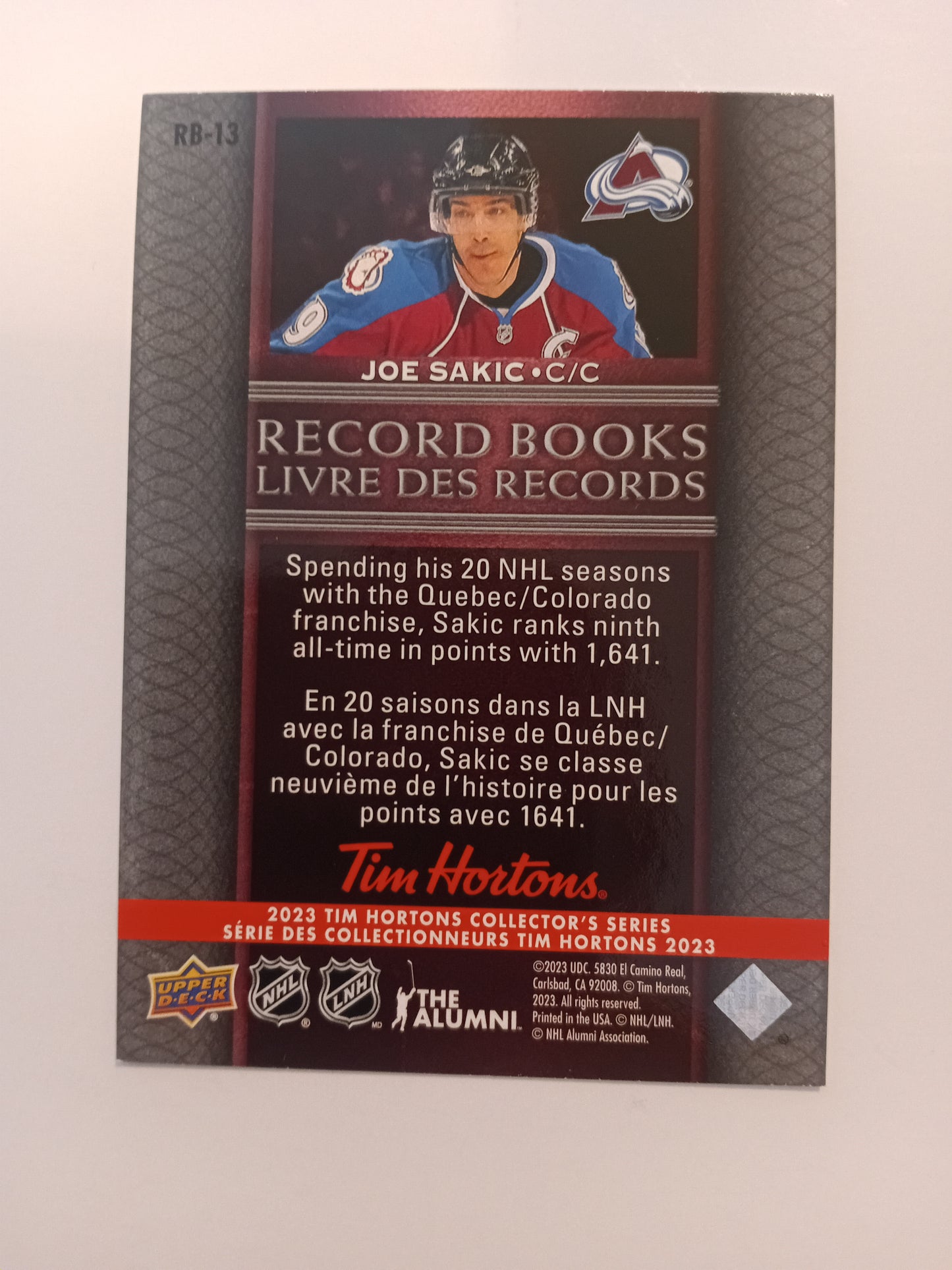 Joe Sakic Card (holo)