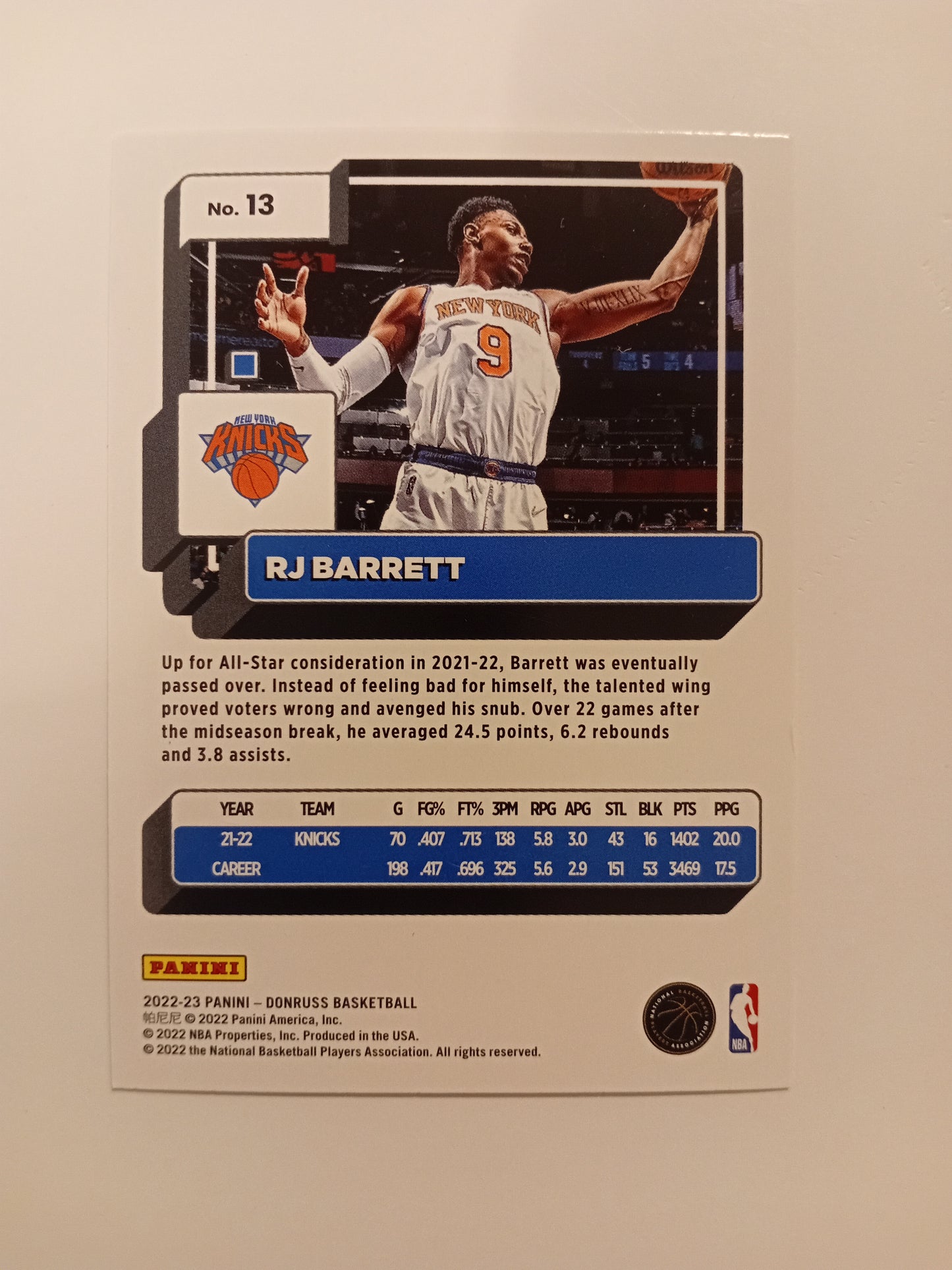 RJ Barrett card