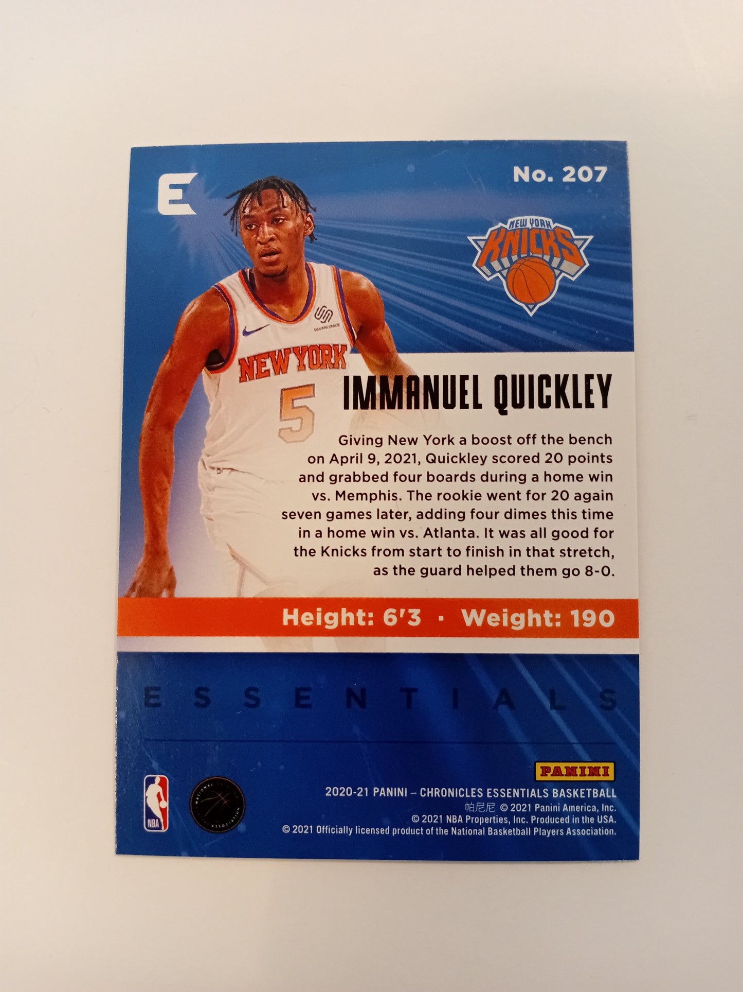 Immanuel Quickley Rookie card (holo)
