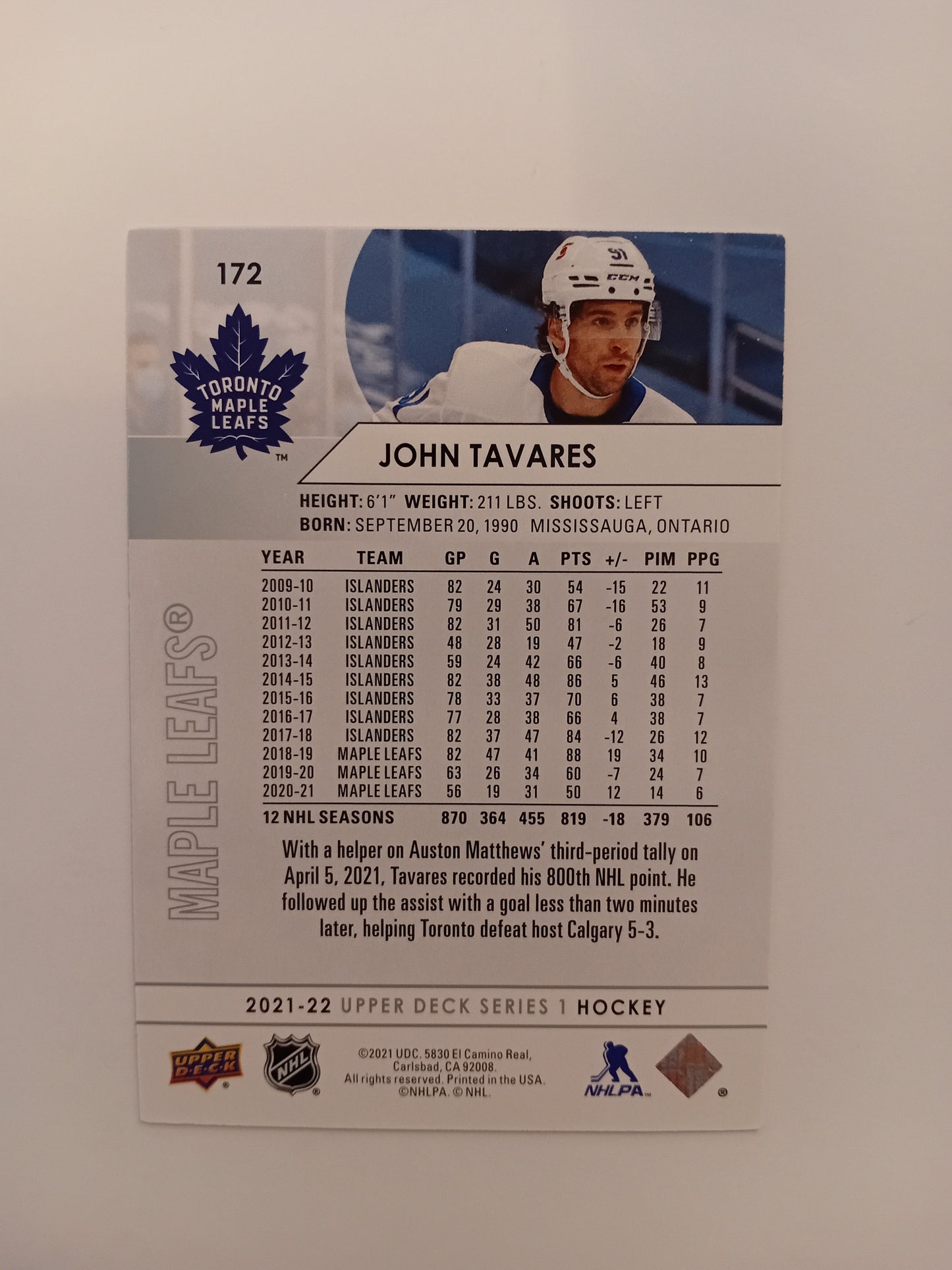 John Tavares Card