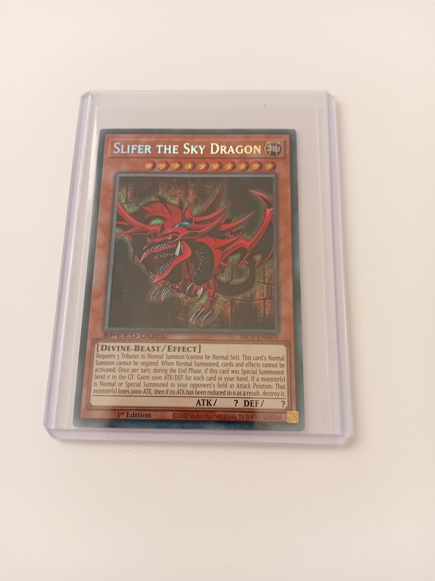 Slifer the Sky Dragon card (secret rare, Speed Duel version)