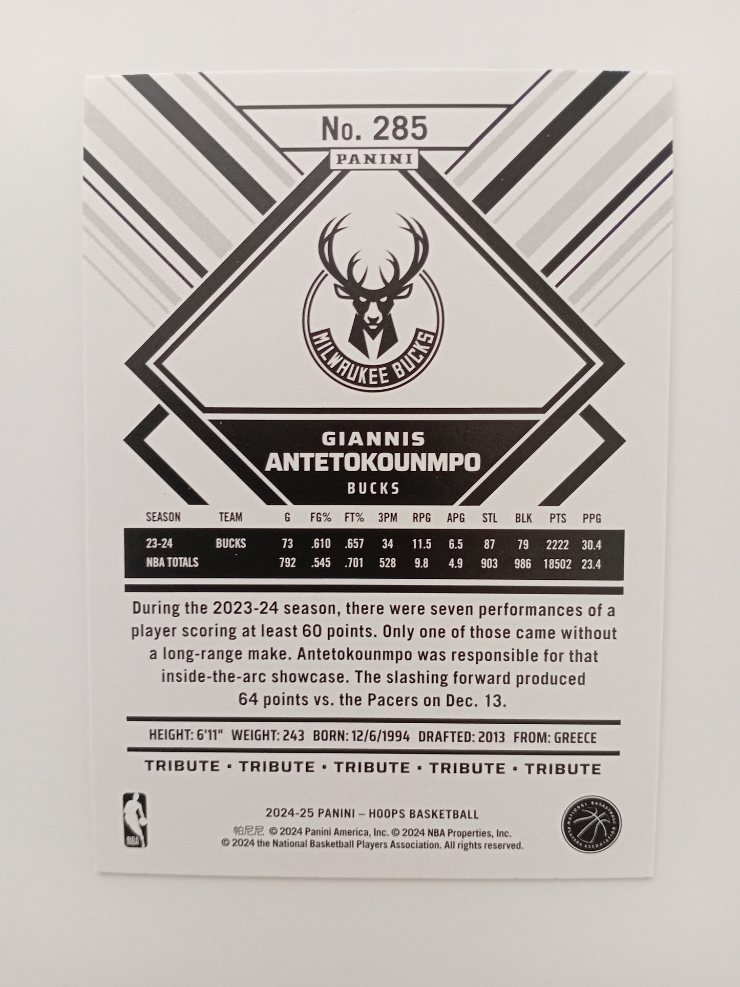 Giannis Antetokounmpo card