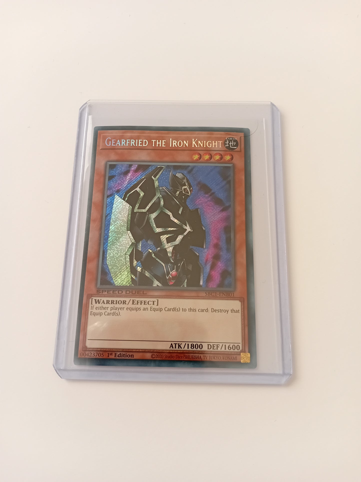 Gearfried the Iron Knight card (secret rare, speed duel version)