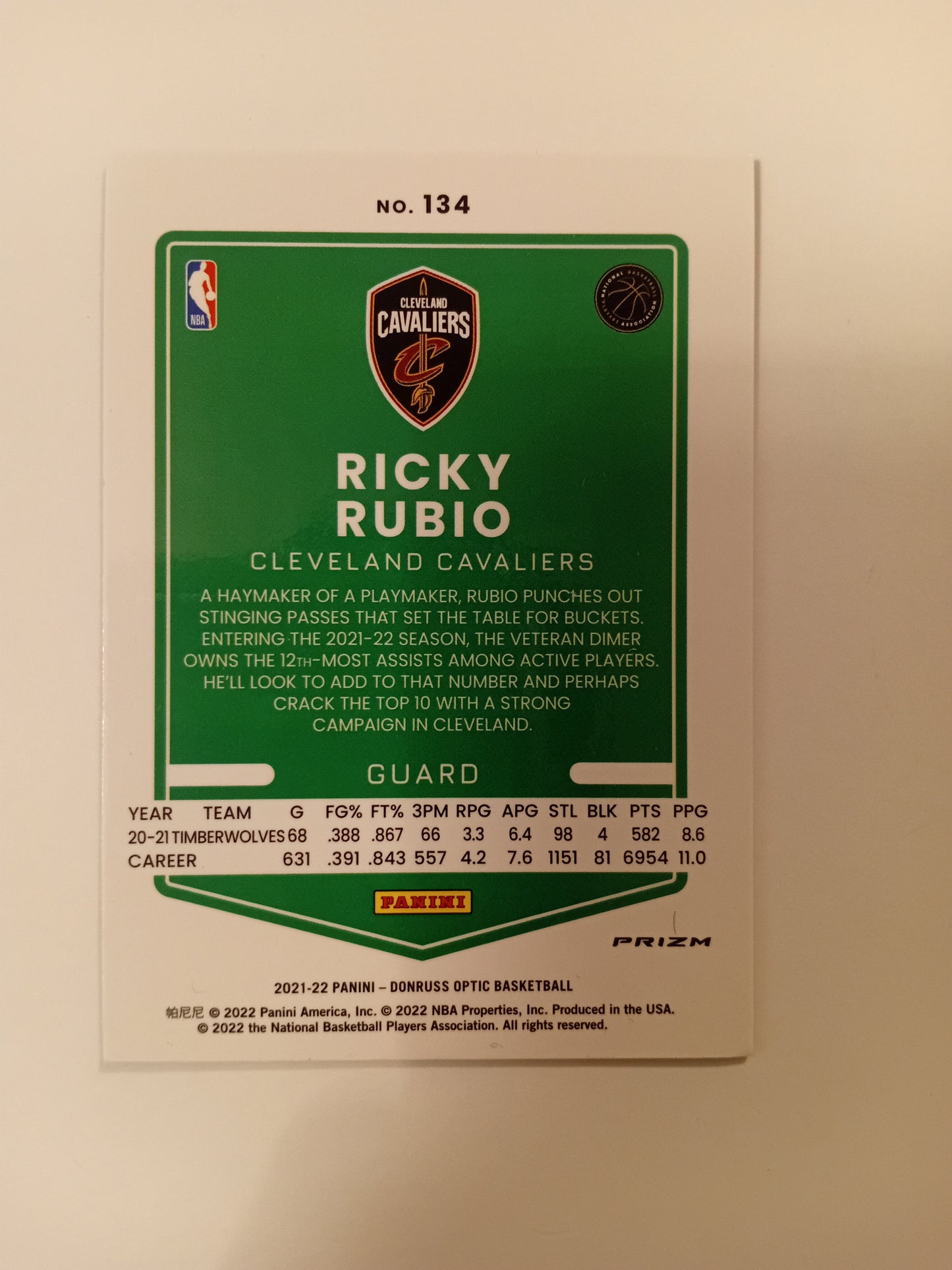 Ricky Rubio Blue Velocity Prizm card (holo)