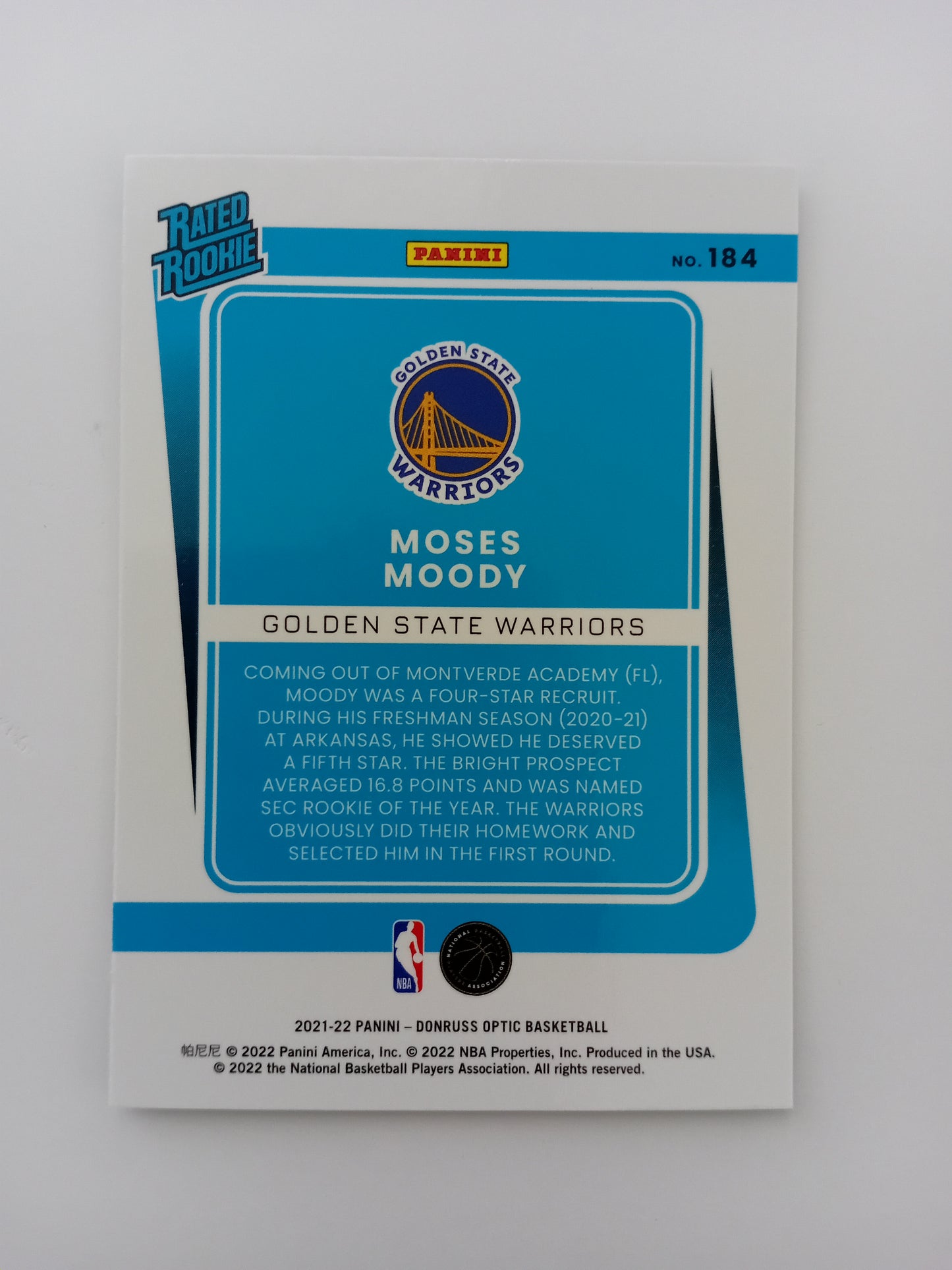 Moses Moody Rated Rookie card (holo)