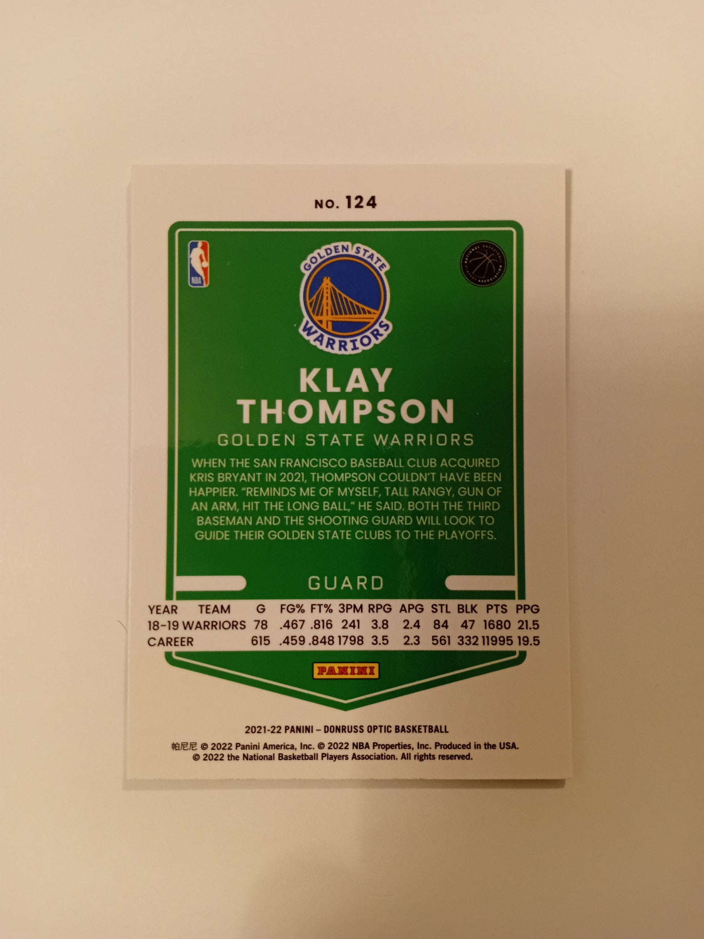 Klay Thompson card (holo)