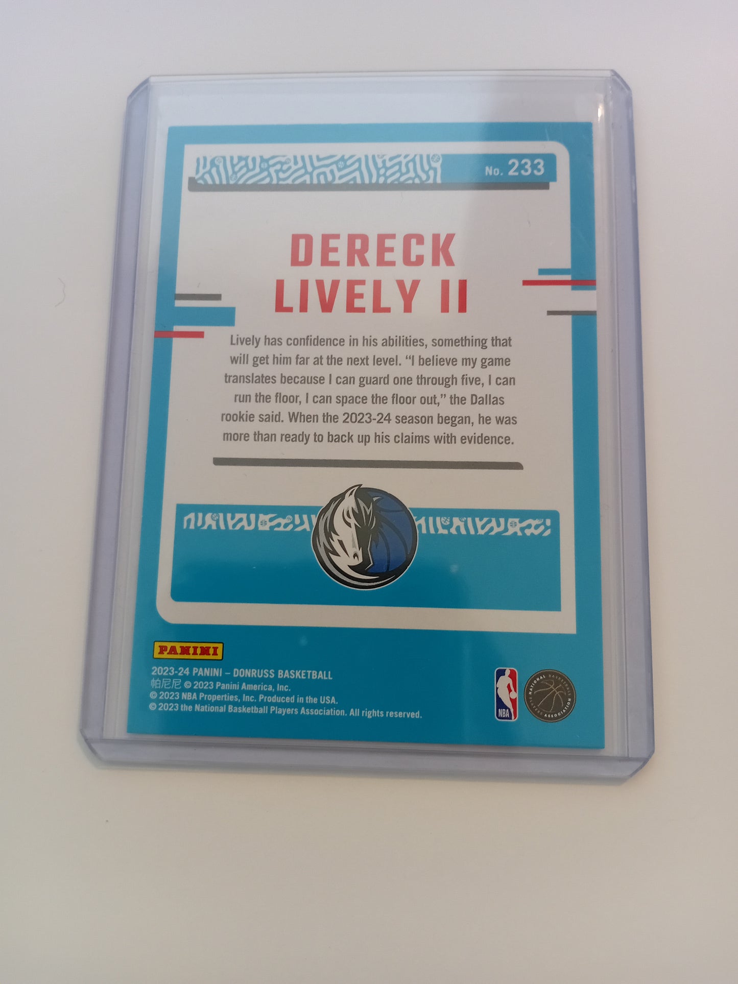 Dereck Lively II card (rated rookie)